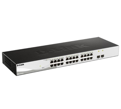 Коммутатор D-Link Управляемый L2 коммутатор, 24x1000Base-T, 2x1000Base-X SFP, защита от статического электричества до 6 кВ, CLI