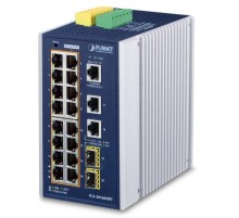 коммутатор/ PLANET IP30 Industrial L2+/L4 16-Port 1000T 802.3at PoE+ 2-Port 1000T + 2-port 100/1000X SFP Full Managed Switch (-40 to 75 C, dual redundant power input on 48~56VDC terminal block, DIDO, ERPS Ring Supported, 1588)