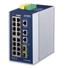 коммутатор/ PLANET IP30 Industrial L2+/L4 16-Port 1000T 802.3at PoE+ 2-Port 1000T + 2-port 100/1000X SFP Full Managed Switch (-40 to 75 C, dual redundant power input on 48~56VDC terminal block, DIDO, ERPS Ring Supported, 1588)