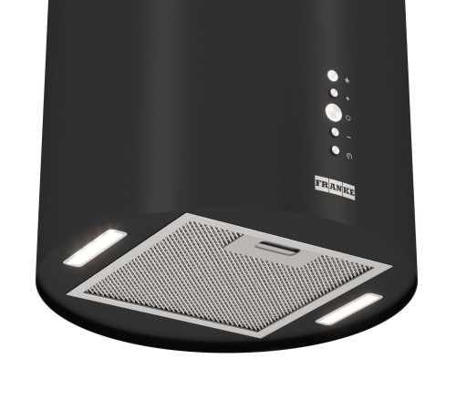 Вытяжка Franke/ Best, Цилиндрическая островная вытяжка REEF 35 BK, 35 см, 750 м3/ч, электронное управление, LED освещение, 66 дБ, Угольный фильтр Ф-10 (опция), цвет черный