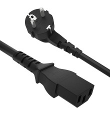 GCR Кабель питания PROF 1.0m, Евровилка угловая - С13, 3*1,0mm, черный, GCR-54375