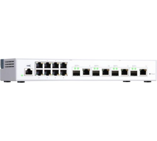 Коммутатор/ QNAP QSW-M408-4C 10 Gbps managed switch with 4 SFP + ports, combined with RJ-45, 8 1 Gbps RJ-45 ports, bandwidth up to 96 Gbps, JumboFrame support.