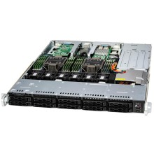 Серверная платформа Supermicro SuperServer 1U 121C-TN10R noCPU(2)4th/5th Gen(MCC Carrier)/TDP 350W/no DIMM(16)/10 SAS/SATA(AOC-S3916L)/2x10Gb/2x860W/SFT-DCMS-SINGLE/2nd config