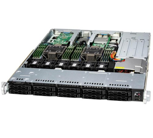Серверная платформа Supermicro SuperServer 1U 121C-TN10R noCPU(2)4th/5th Gen(MCC Carrier)/TDP 350W/no DIMM(16)/10 SAS/SATA(AOC-S3916L)/2x10Gb/2x860W/SFT-DCMS-SINGLE/2nd config