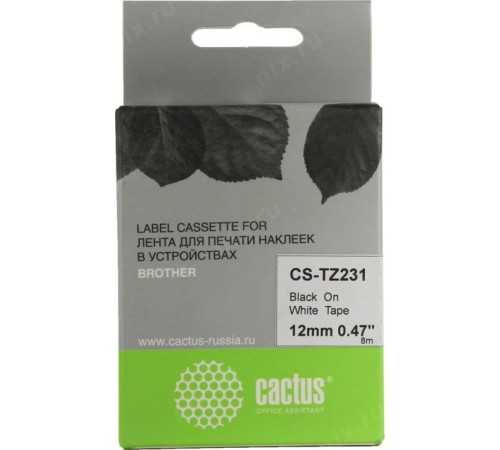 -/ Картридж ленточный Cactus CS-TZ231 TZe-231 черный для Brother 1010/1280/1280VP/2700VP