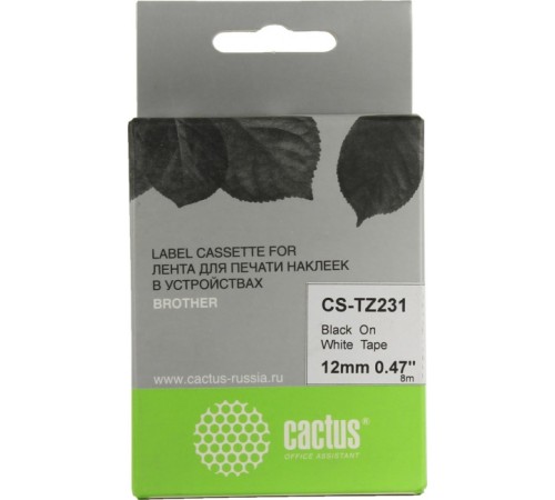 -/ Картридж ленточный Cactus CS-TZ231 TZe-231 черный для Brother 1010/1280/1280VP/2700VP
