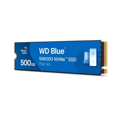 Твердотельные накопители/ WD SSD Blue SN5000, 500GB, M.2(22x80mm), NVMe, PCIe 4.0 x4, TLC, R/W 5000/4000MB/s, TBW 300, DWPD 0.3 (12 мес.)