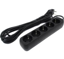 Удлинитель с заземлением Defender M550 5.0 м, 5 розеток, черный/ Power supply grounded Defender M550 5.0 m, 5 outlets, black