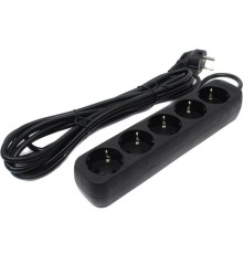 Удлинитель с заземлением Defender M550 5.0 м, 5 розеток, черный/ Power supply grounded Defender M550 5.0 m, 5 outlets, black