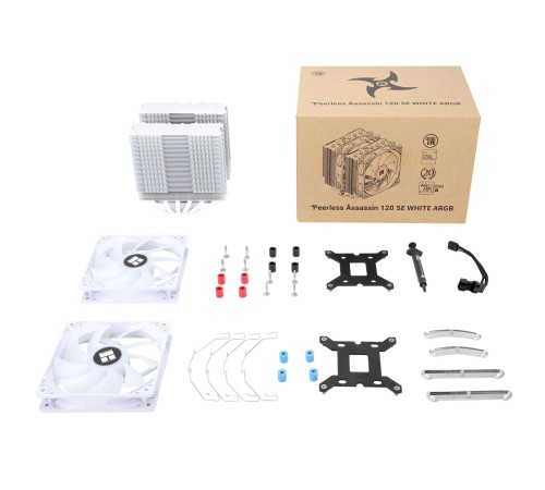 Кулер для процессора/ CPU Cooler Thermalright Peerless Assassin 120 SE White ARGB (4-pin PWM, 155mm, Ni/CU, 6x6mm, ARGB, 2x120mm, 66.17CFM, 25.6dBA, 1550RPM, S: 1700, 1200, 115X, AM5, AM4)