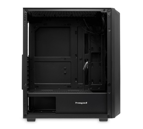Корпус без блока питания/ Case HSPD M730, Mesh Mid Tower, Black, TG, 0.4 SPCC, no fans, E-ATX, ATX, mATX, mITX, 155/280/175-200mm, 2x2.5", 2x3.5", 7xPCI, 1xUSB-A 3.0, 2xUSB-A 1.0, 335x193x445mm