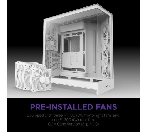Корпус без блока питания/ Case NZXT H9 Flow (2025), Midi-Tower, TG, 3x140mm + 1x120mm, 2xUSB-A 3.2 + 1xUSB-C 3.2, E-ATX, ATX, mATX, mITX White