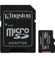 Карта памяти/ Kingston Canvas Select Plus microSDXC 128Gb Class 10 Flash U1 V10  R/W 100/85 MB/s with adapter