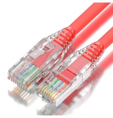 GCR Патч-корд 0.15m LSZH UTP кат.5e, красный, коннектор ABS, 24 AWG, ethernet high speed 1 Гбит/с, RJ45, T568B, GCR-52939