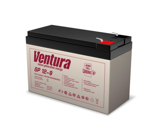 Батарея Ventura серия GP, GP12-9, напряжение 12B, емкость 9Ач (разряд 20 часов), макс. ток заряда 2.25А, свинцово-кислотная типа AGM, клеммы T2, ДШВ 151х65х100мм, вес 2.5кг/ Ventura battery GP series, GP12-9, voltage 12V, capacity 9Ah (discharge 20 h Батарея Ventura серия GP, GP12-9, напряжение 12B, емкость 9Ач (разряд 20 часов), макс. ток заряда 2.25А, свинцово-кислотная типа AGM, клеммы T2, ДШВ 151х65х100мм, вес 2.5кг/ Ventura battery GP series, GP12-9, voltage 12V, capacity 9Ah (discharge 20 h