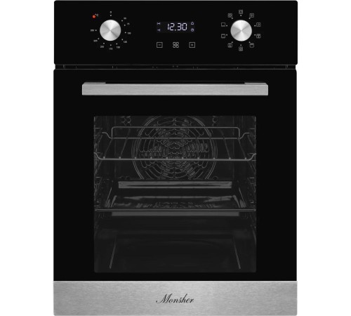 Электрический духовой шкаф Monsher/ ширина 45 см, High-Tech, 50 л, гидролизная очистка, 9 режимов, черный/нерж. сталь Электрический духовой шкаф Monsher/ ширина 45 см, High-Tech, 50 л, гидролизная очистка, 9 режимов, черный/нерж. сталь