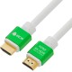 Greenconnect Кабель 1.0m HDMI версия 2.0, HDR 4:2:2, Ultra HD, 4K 60 fps 60Hz/5K*30Hz, 3D, AUDIO, 18.0 Гбит/с, 28/28 AWG, OD7.3mm, тройной экран, белый, AL корпус зеленый, GCR-51295