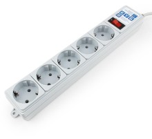 Фильтр-удлинитель Power Cube B 1.9 м 5 розеток (серый) 10А/2,2кВт/ Surge protector Power Cube B 1.9 m 5 outlets (gray) 10A / 2.2kW