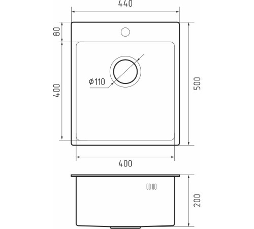 Кухонная мойка RIVELATO Rivelato Rinox 4450 Мойка нерж.сталь 1 чаша 440*500*200 мм, монтаж: врезной, материал: нержавеющая сталь, цвет: нержавеющая сталь