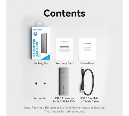 Корпус для SSD Vention USB 3.1 Gen 2-C M.2 NGFF (B-Key/B&M Key) Серый Корпус для SSD Vention USB 3.1 Gen 2-C M.2 NGFF (B-Key/B&M Key) Серый