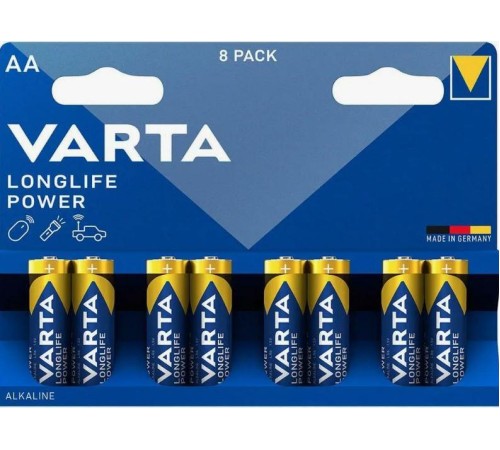 Батарейка AA/ Батарейка Varta LONGLIFE POWER (HIGH ENERGY) LR6 AA BL8 Alkaline 1.5V (4906) (8/160) (8 шт.)