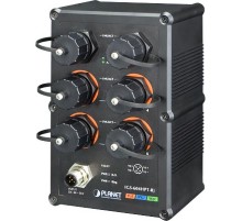 коммутатор/ PLANET IP67-rated Industrial L2+ 4-Port 10/100/1000T 802.3at PoE + 2-Port 10/100/1000T Managed Ethernet Switch(-40~75 degrees C), ERPS Ring, 1588,  6 x waterproof RJ45 connectors included