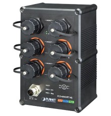 коммутатор/ PLANET IP67-rated Industrial L2+ 4-Port 10/100/1000T 802.3at PoE + 2-Port 10/100/1000T Managed Ethernet Switch(-40~75 degrees C), ERPS Ring, 1588,  6 x waterproof RJ45 connectors included