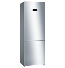 Холодильник BOSCH Serie 4, Full NoFrost,  Габариты 203x70x67, Общий пол. объем: 435 (х:330, м:105), Серебристый, Цифровой LED дисплей (черный), Утопленные ручки во всю высоту, Multi Airflow,  Нулевые зоны VitaFresh с регулировкой температуры, Зона свежест