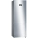 Холодильник BOSCH Serie 4, Full NoFrost, Габариты 203x70x67, Общий пол. объем: 435 (х:330, м:105), Серебристый, Цифровой LED дисплей (черный), Утопленные ручки во всю высоту, Multi Airflow, Нулевые зоны VitaFresh с регулировкой температуры, Зона свежест