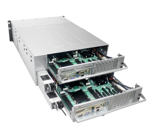 Серверная платформа/ HA401-VG, 4U, 2x2LGA-3647, 24-bay storage server, 24x SATA/SAS hot-swap 3.5"/2.5" universal bay, 2x canister, 4x 9mm 2.5" internal bay, 12G expander board with 2x SFF-8643, 2x SFF-8644, 1300W 1+1 redundant power supply,