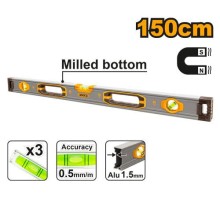 Пузырьковый уровень с мощными магнитами Ingco HSL38150M,150 см, 3 уровня