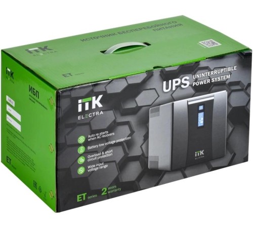 ITK ELECTRA ET ИБП 1,2кВА/720Вт с АКБ 2х7AH USB Schuko