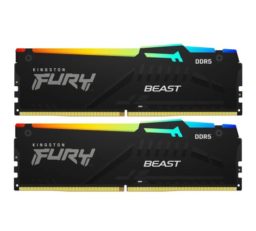 Память оперативная/ Kingston 64GB 6000MT/s DDR5 CL30 DIMM (Kit of 2) FURY Beast RGB XMP Память оперативная/ Kingston 64GB 6000MT/s DDR5 CL30 DIMM (Kit of 2) FURY Beast RGB XMP