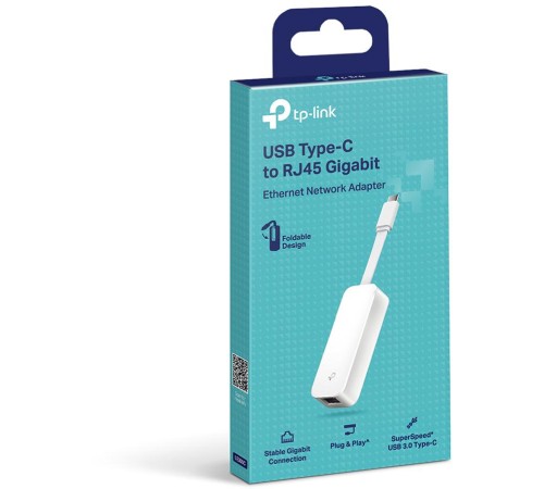 Сетевой адаптер/ USB 3.0 Type-C to Gigabit Ethernet network adapter, 1 USB 3.0 Type-C port, 1 Gigabit RJ-45 port, support Windows/macOS, plug and play