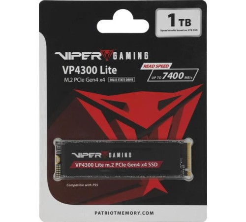 Твердотельный накопитель Patriot Viper VP4300 Lite 1TB M.2 2280 NVMe PCIe 4.0 x4 R7400/W6400 TBW 800TB 3D NAND Твердотельный накопитель Patriot Viper VP4300 Lite 1TB M.2 2280 NVMe PCIe 4.0 x4 R7400/W6400 TBW 800TB 3D NAND