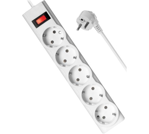 Сетевой фильтр ILS 355 3 м, белый, 5 розеток/ Surge protector Defender ILS 353 3m, white, 5 outlets