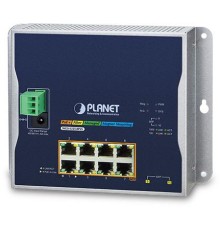 коммутатор/ PLANET WGS-5225-8P2S IP30, IPv6/IPv4, L2+ 8-Port 10/100/1000T 802.3at PoE + 2-Port 1G/2.5G SFP Wall-mount Managed Switch (-40~75 degrees C, dual power input on 48-56VDC terminal block and power jack, ERPS Ring, 1588, Modbus TCP, ONVIF, SNMPv3,