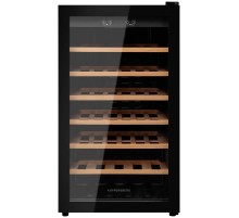 Винный шкаф KUPPERSBERG/ Винный шкаф KUPPERSBERG, отдельностоящий, High-Tech, объем 128 л, вместимость 40 бутылок, диапазон температуры 5-20 градусов, механическое открытие двери, 6 полок из бука, LCD дисплей, уровень шума 38 дБ, цвет черный