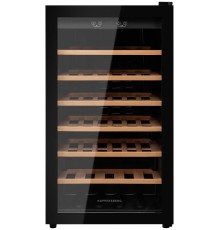 Винный шкаф KUPPERSBERG/ Винный шкаф KUPPERSBERG, отдельностоящий, High-Tech, объем 128 л, вместимость 40 бутылок, диапазон температуры 5-20 градусов, механическое открытие двери, 6 полок из бука, LCD дисплей, уровень шума 38 дБ, цвет черный
