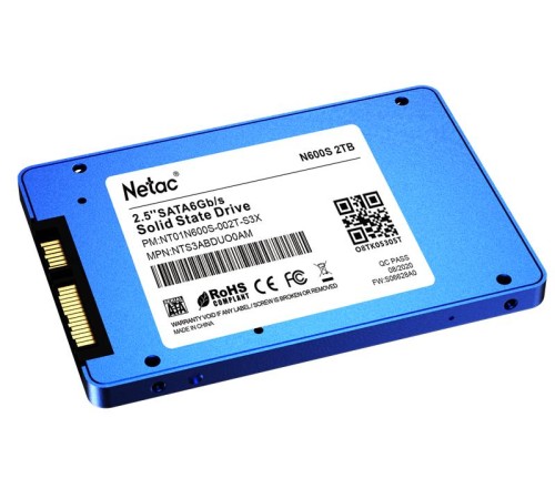 SSD накопитель Netac SSD N600S 2TB 2.5 SATAIII 3D NAND, 7mm, R/W up to 545/500MB/s, TBW 1120TB, 5y wty SSD накопитель Netac SSD N600S 2TB 2.5 SATAIII 3D NAND, 7mm, R/W up to 545/500MB/s, TBW 1120TB, 5y wty