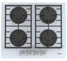 Встраиваемая варочная панель Korting/ Газовая варочная панель из закаленного стекла, ширина 60 см,  4 высокоэффективные конфорки, автоматический электроподжиг, газ-контроль каждой конфорки, передние металлические переключатели,  чугунные решетки для посуд