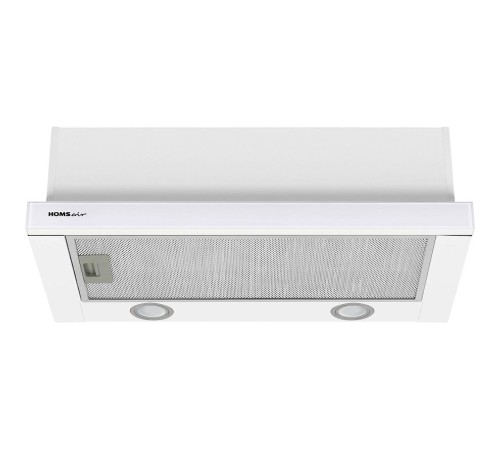 ВЫТЯЖКА HOMSair Flat 60 White/ встраиваемая, колыбельное управление, 2 скорости, 520 м3/ч, до 20 м2, 45 дБ, угольный фильтр CF110 - 1 шт, ШхВхД: 600х176х280 мм, белый цвет