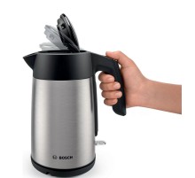 Чайник BOSCH/ Цвет: стальной, черный, 2400 Ватт, скрытый нагр.элемент, 1.7 л