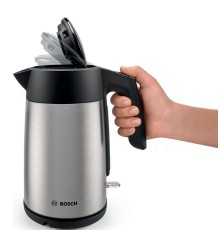 Чайник BOSCH/ Цвет: стальной, черный, 2400 Ватт, скрытый нагр.элемент, 1.7 л