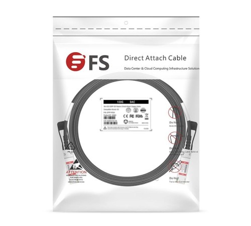 Твинаксиальный медный кабель/ 3m (10ft) FS for Mellanox MCP1600-C003 Compatible 100G QSFP28 Passive Direct Attach Copper Twinax Cable P/N Твинаксиальный медный кабель/ 3m (10ft) FS for Mellanox MCP1600-C003 Compatible 100G QSFP28 Passive Direct Attach Copper Twinax Cable P/N
