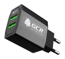 GCR Сетевое зарядное устройство на 2 USB порта 3.1 A, черное, GCR-51982