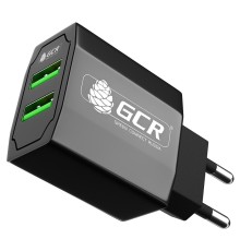 GCR Сетевое зарядное устройство на 2 USB порта 3.1 A, черное, GCR-51982