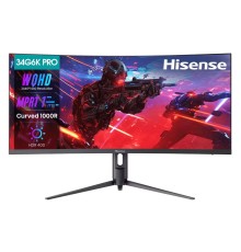 Монитор Hisense/ 34"/3440x1440, изогнутый, VA, 21:9, матовое/антибликовое, 180Гц, время отклика 1мс, 280кд/м2, 4000:1, HDR 400, DisplayPort,  HDMIх2, разъем для наушников 3.5мм