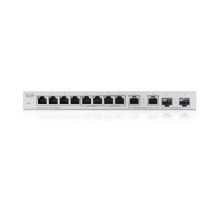 Коммутатор Коммутатор Zyxel XGS1010-12, 8xGE, 2x1/2,5GE, 2xSFP+, настольный, бесшумный