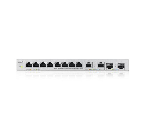 Коммутатор Коммутатор Zyxel XGS1010-12, 8xGE, 2x1/2,5GE, 2xSFP+, настольный, бесшумный